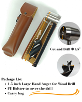 Survival Tools, 1.5 inch Bushcraft Hand Auger with Scotch Eye for Large Wood Pegs, Hand Auger Wood Drill, Essential Bushcraft Gear Manual Drill Hole Maker W/ Settlers Wrench for Camping, Outdoor