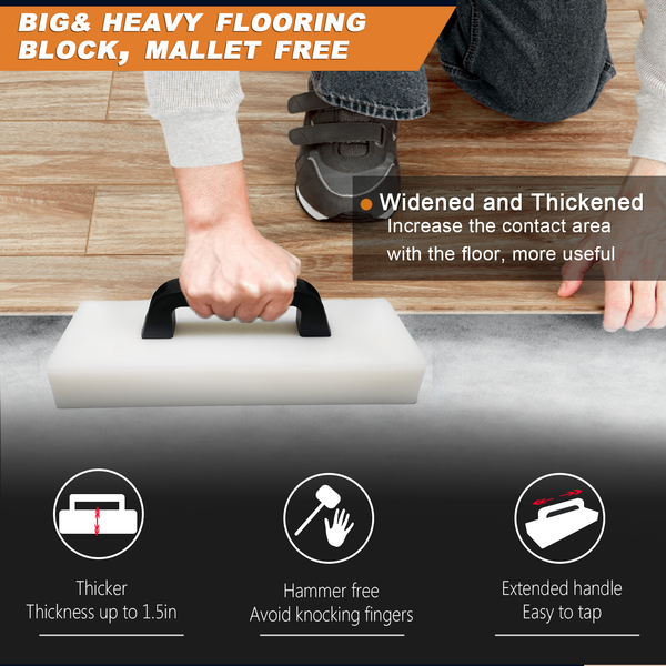 Tapping Block, Big & Weighted Floor Installation Block W/Handle No Hammer  Required, for Laminate/Wood/Hardwood/LVT/LVP/Vinyl Plank Flooring, Heavy