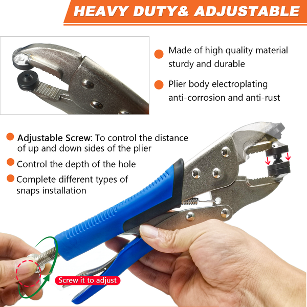  Heavy Duty snap Tool snap Fastener Tool,Perforation Available  snap Setter Tool kit Includes 3 Dies& 20 Sets Metal Snap Installation Tool  Repairing Snaps,Boat Covers Canvas Tarps Leather : Tools & Home